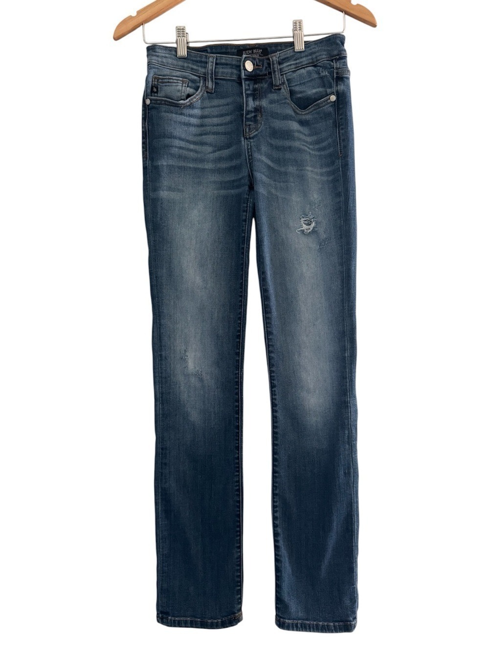 Judy Blue Straight Leg Jeans Distressed Stretch Denim